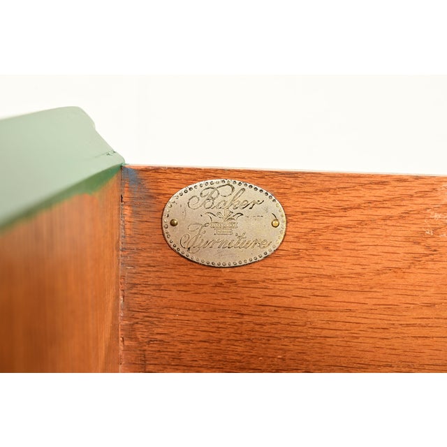 Michael Taylor for Baker Furniture Mid-Century Hollywood Regency Green Lacquered Campaign Dresser, Newly Refinished For Sale - Image 9 of 15
