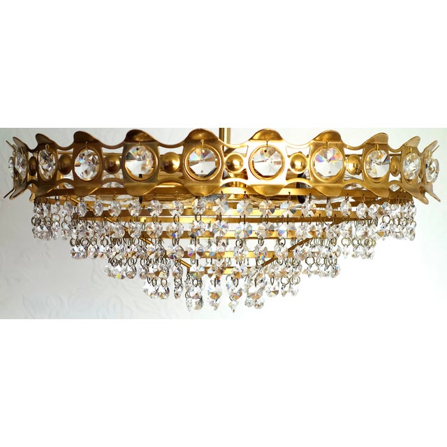 Metal Brass-Lead Crystal Chandelier by Joska Bodenmais, 1970s For Sale - Image 7 of 12
