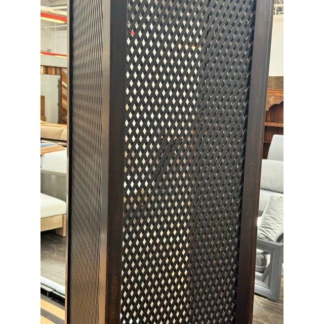 Wood Lattice Folding Screen, Large For Sale - Image 12 of 12