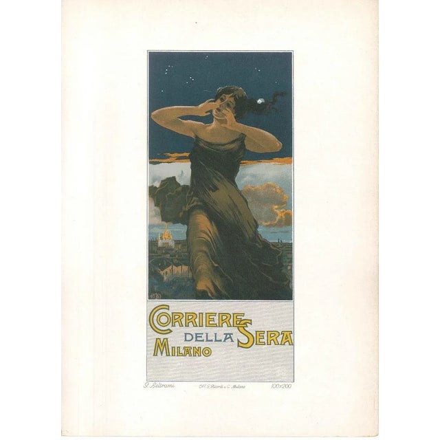 Corriere della Sera is a beautiful and rare colored lithograph printed by G. Ricordi and C. Milano, Milan in 1910. A...