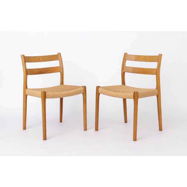 Beige Vintage Danish Model 84 Dining Chairs in Oak by Niels Otto Møller for J.L. Møllers, 1970s, Set of 4 For Sale - Image 8 of 10