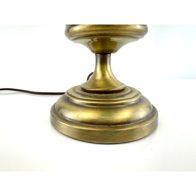 Brass Vintage Traditional Brass Library Table Lamp With Pierced Gallery Shade For Sale - Image 8 of 10