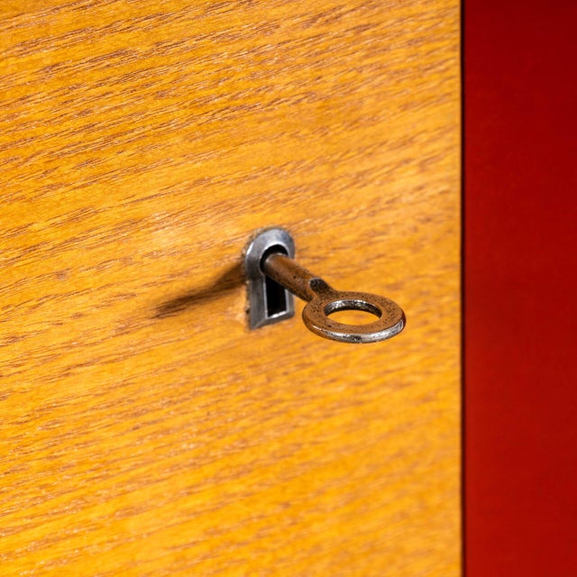 Vintage Red Door Wardrobe from Up Zavody, 1960s For Sale - Image 3 of 11