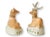 This charming pair of early 19th-century porcelain figures features a delicately hand-painted doe and deer resting on...
