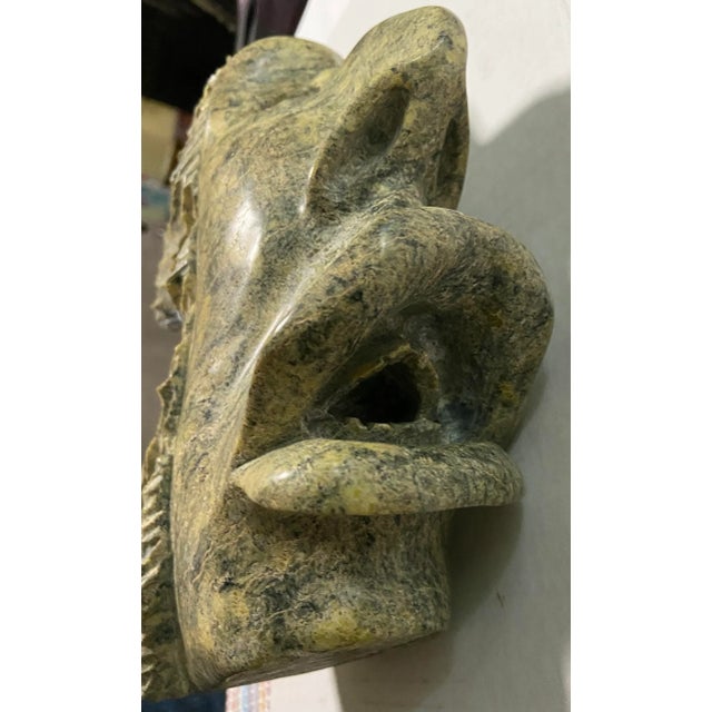 Tribal Mid 20th Century Signed Sculpture Jolly Aningmiuq Carved Stone Hunter For Sale - Image 3 of 8