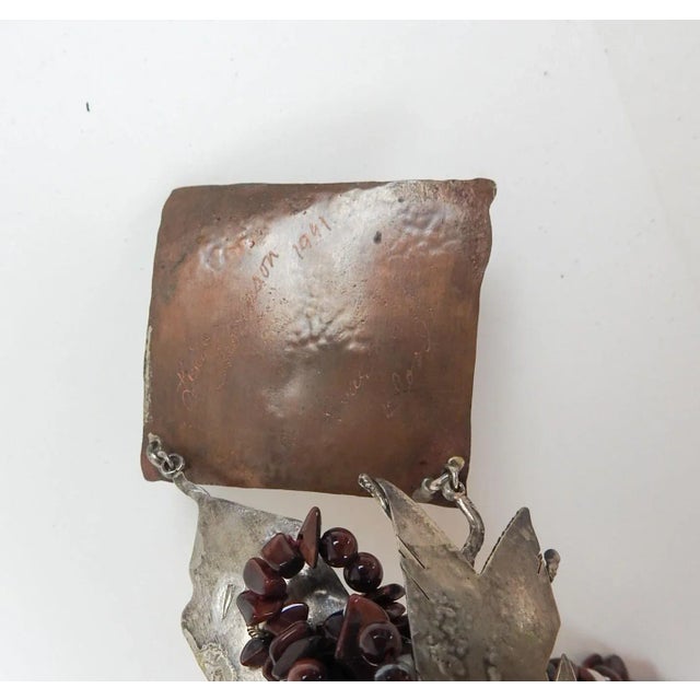 Vintage 1991 Artist Made Sterling Copper Agate Necklace & Earrings For Sale - Image 10 of 12