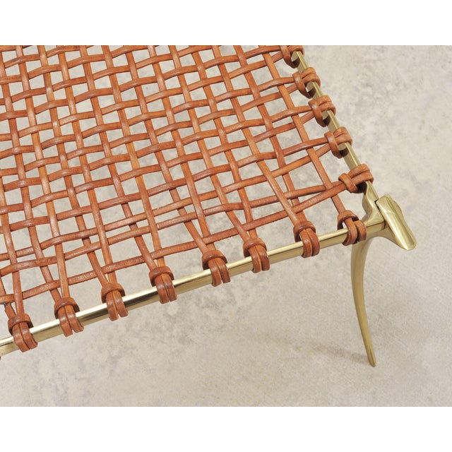 Pair of Brass Leather Strap Klismos Chairs by Sylvan S. F. For Sale - Image 10 of 18