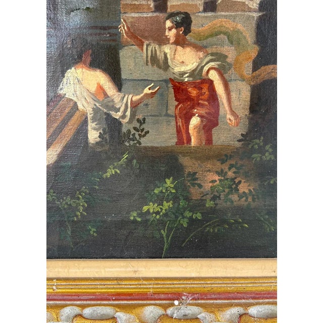 Architectural Capriccio of Roman Ancient Ruins with Figures. Italian, 18th century large painting in oil on canvas is from...