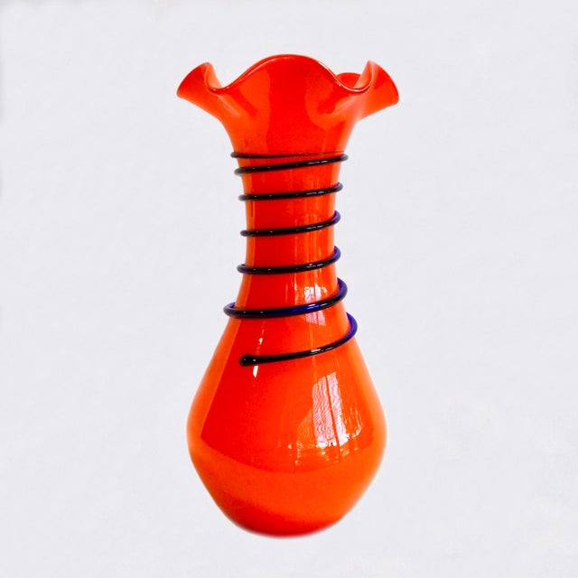 MidCentury Orange Art Glass Vase Chairish