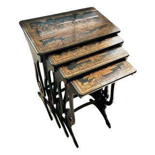 Vintage Hickory Chair Attributed Chinoiserie Nesting Tables – Set of 4 For Sale
