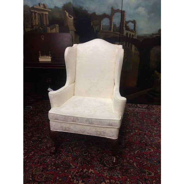 Traditional Vintage Damask Wing Chair, Bernhardt Furniture For Sale - Image 3 of 10