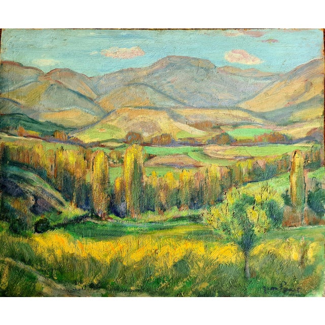 Jean Perret, Fauvist Landscape: The Golden Trees, Oil on Board, Mid-20th Century For Sale - Image 6 of 6