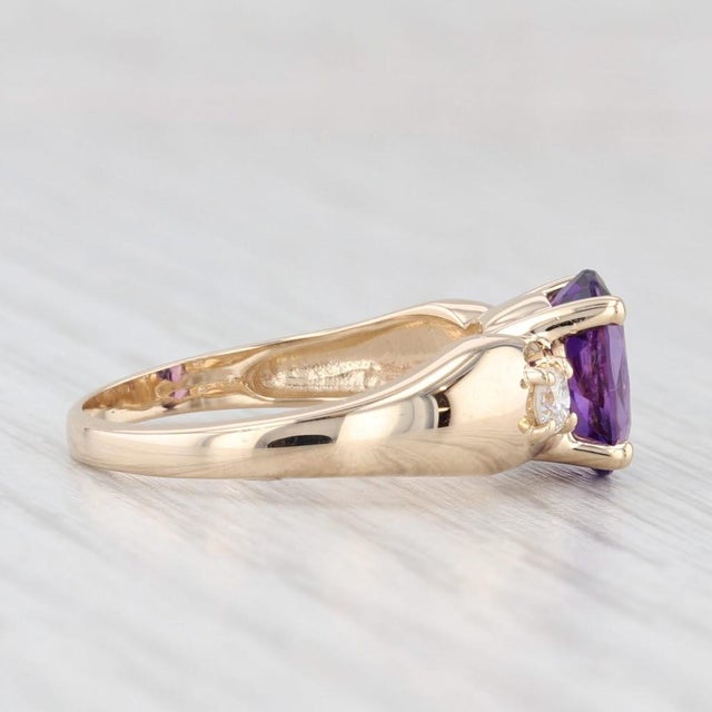 1.66ctw Oval Amethyst Diamond Ring 14k Yellow Gold Size 7.25 For Sale In Greensboro - Image 6 of 7
