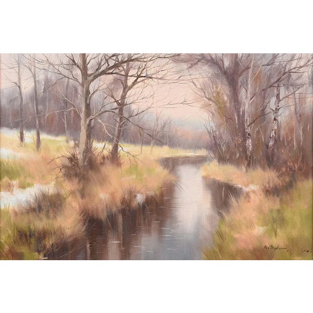 Vintage Oil Painting of River Landscape in Ireland Countryside by Modern Irish Artist. This original oil painting is an...