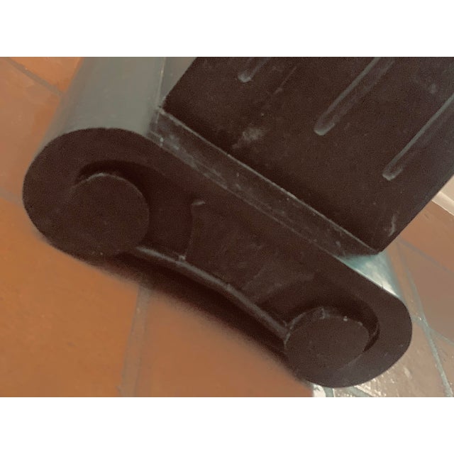 Wood Early 20th Century Black Marble Veneer Plinth, Pedestal in the Style of Grosfeld House With Scroll Motifs & Neoclassical Ionic Fluted Column Details For Sale - Image 7 of 12