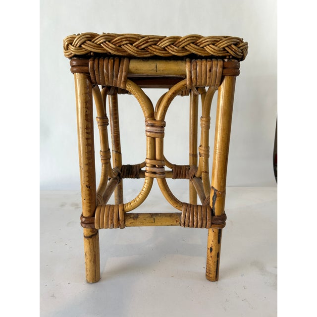 Asian Vintage Wicker/Rattan Stool, Import. For Sale - Image 3 of 6