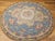 Vintage Round Needlepoint Area Rug, Handwoven Wool, Floral Pattern, Blue & Ivory, 4x4 For Sale In Chicago - Image 6 of 9