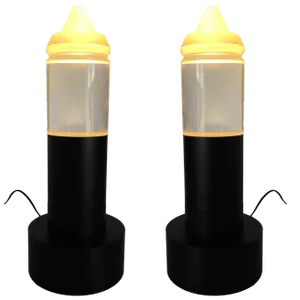 Postmodern Steel Cafe Table Lamp With Cone Shaped Glass Shade Pair, 10 Available