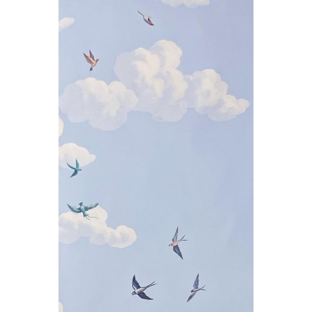 Chinoiserie Hand Painted Panoramic Scenic Mural Panels | Set of 4 Panels 3ft×8ft Custom Wallpaper For Sale - Image 3 of 4