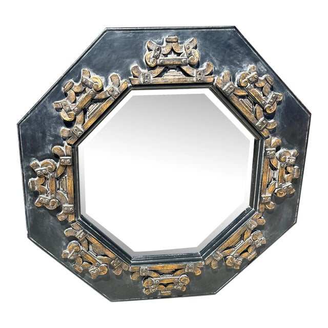 Vintage Bassett Asian Inspired Octagon Wall Mirror For Sale