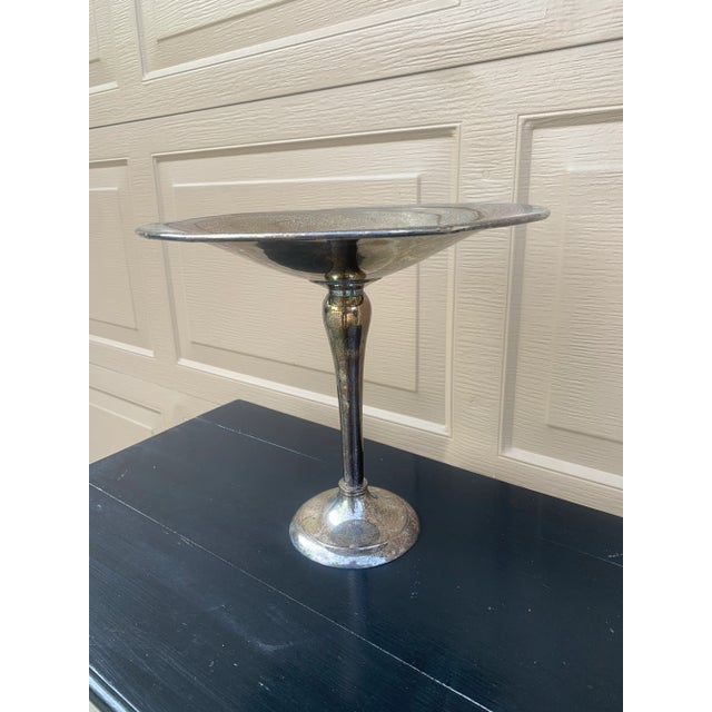 Modern Late 20th Century Large Silver Plate Compote For Sale - Image 3 of 7
