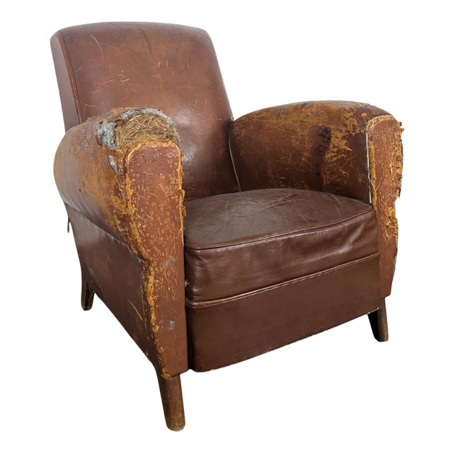 Club Chair in Leather For Sale