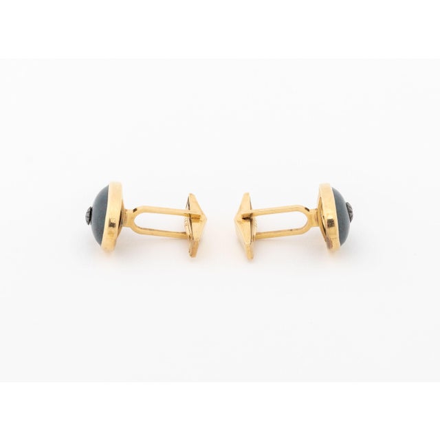 Late 20th Century Bloodstone and 14k Yellow Gold Cufflinks For Sale - Image 5 of 9