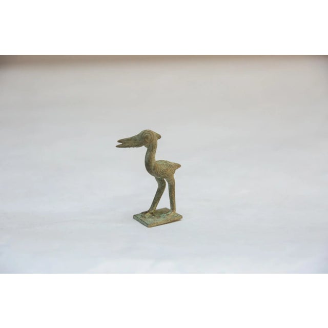 Tribal Vintage African Oxidized Bronze Stork For Sale - Image 3 of 5