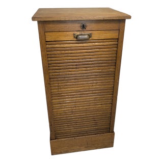 Antique Oak Louvered Cabinet, 1920s For Sale