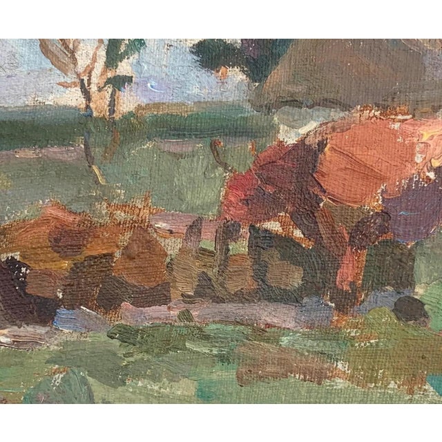 Vintage Ukrainian Impressionist Oil Painting, Rural Landscape, 1960s 16-20 For Sale - Image 4 of 6