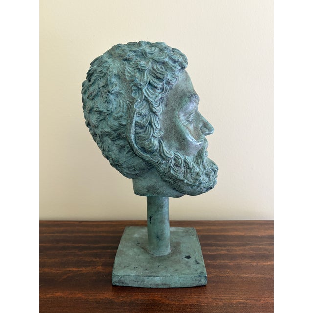 20th Century Grand Tour Neoclassical Bronze Verdigris Bust of Plato on Stand For Sale - Image 9 of 10
