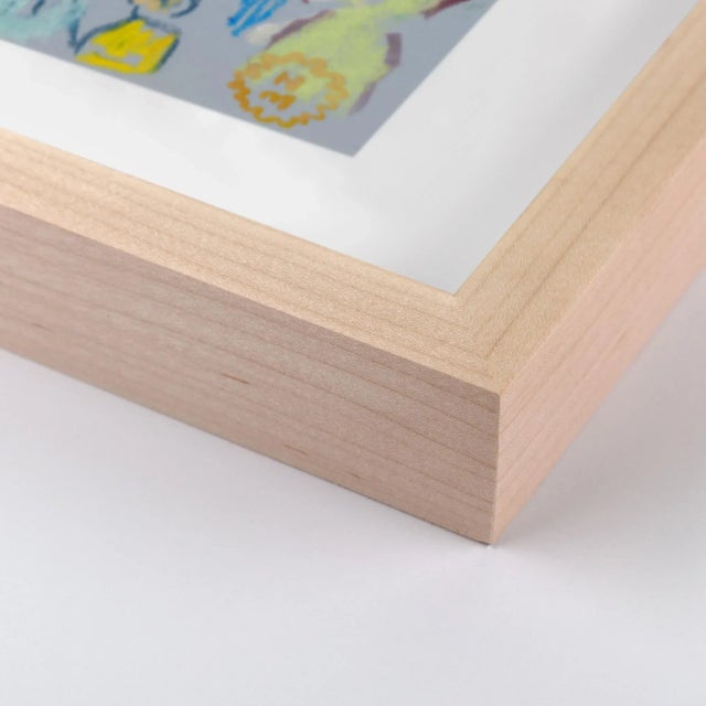 DESCRIPTION: In the Street by Happy Menocal in Natural Maple Frame, Medium Art Print SPECIFICATIONS: Type: Framed Paper....