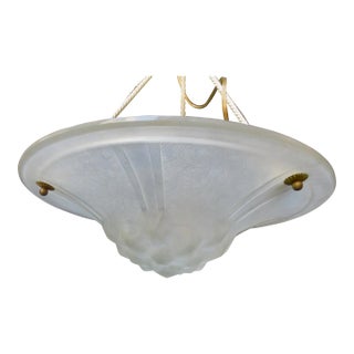Antique French Art Deco Degue Glass Bowl 1930s For Sale