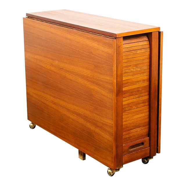 1960s Mid Century Danish Modern Dining Table Drop Leaf Gate Leg Folding Teak MCM For Sale