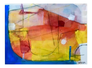 Contemporary Abstract Watercolor on Paper Paiting "6rv" by Xanda McCagg