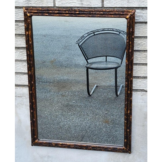 English 1920s Bamboo Gilded Wall Mirror Black& Gold For Sale - Image 4 of 11