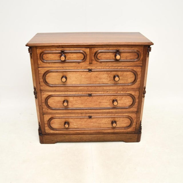 A fantastic antique walnut chest of drawers, dating from around the 1830-40 period. It is of outstanding quality and has a...