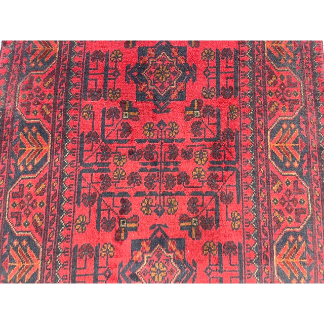 Extra-Long Red & Navy Turkmen Bukhara-Style Wool Runner, 2'8" X 19'3" For Sale - Image 12 of 16