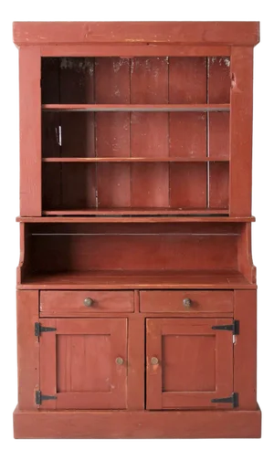 Antique Red Step Back Cupboard Cabinet
