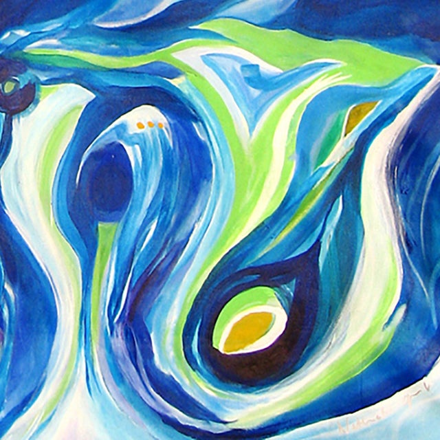 Indian Smoker — Abstract Expressionist Painting, Acrylic on Unstretched Canvas, 85 × 51 In, Vertical Format For Sale - Image 4 of 8