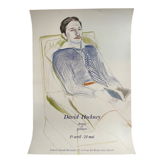 David Hockney, Dessins Et Gravures Exhibition Poster, Imp. Dermont-Paris, Printed in France For Sale