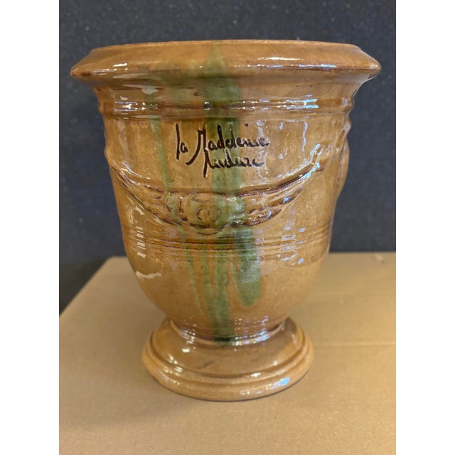 French Provincial Large Flame Color French Anduze Pot by Lr Madeleine For Sale - Image 3 of 7