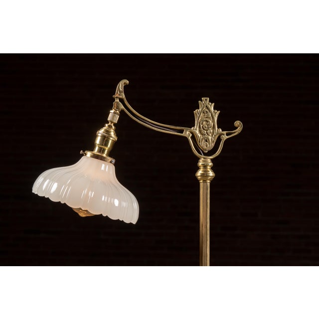 Antique Brass Bridge Arm Floor Lamp For Sale In Chicago - Image 6 of 11