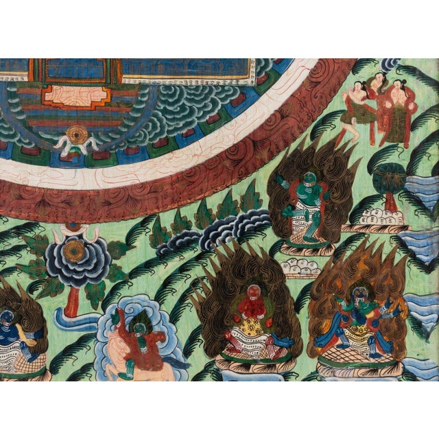 Wood Late 19th Century Tibetan Buddhist Mandala Thangka Painting of the Meditation Buddha, Framed For Sale - Image 7 of 10