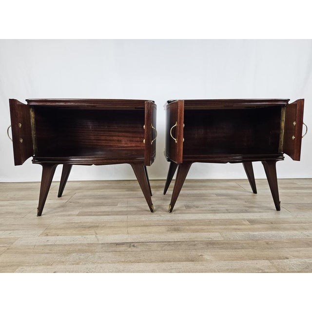 Italian Bedside Tables in Mahogany, 1950, Set of 2 For Sale - Image 16 of 18