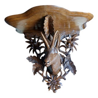 19th Century Black Forest Carved Bracket Shelf, 1890s For Sale