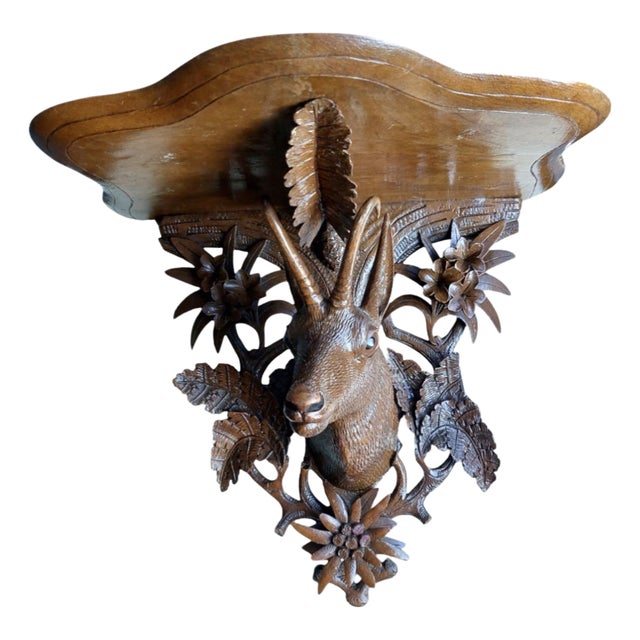 19th Century Black Forest Carved Bracket Shelf, 1890s For Sale