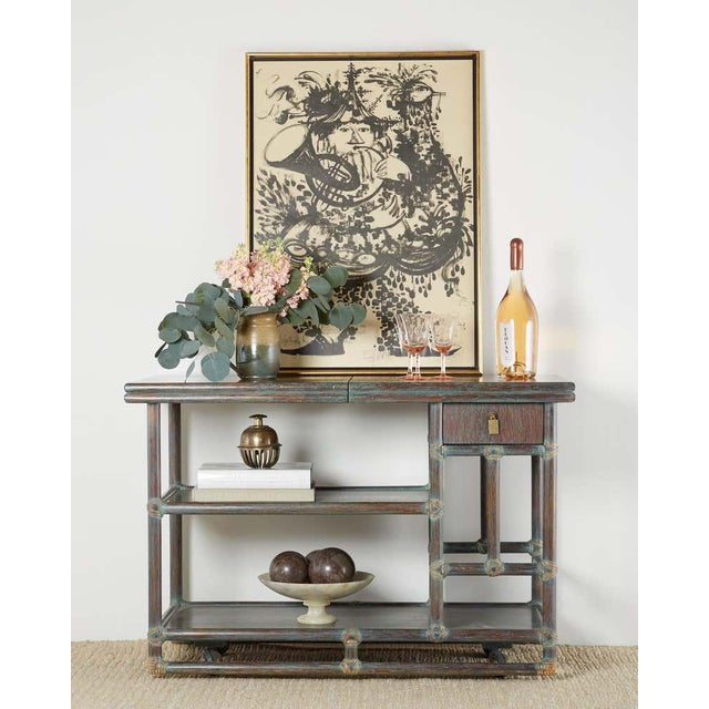 McGuire Cerused Rattan Oak Bar Cart Server Buffet Chairish