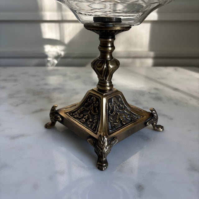 Vintage Early 1900s Cut Glass Ornate Gold Pedestal Bowl For Sale In Chicago - Image 6 of 10