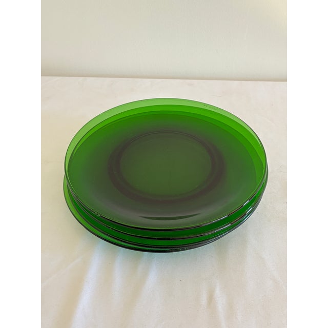Emerald Vintage Emerald Green Glass Plates, Vereco France - Set of 4 For Sale - Image 8 of 8